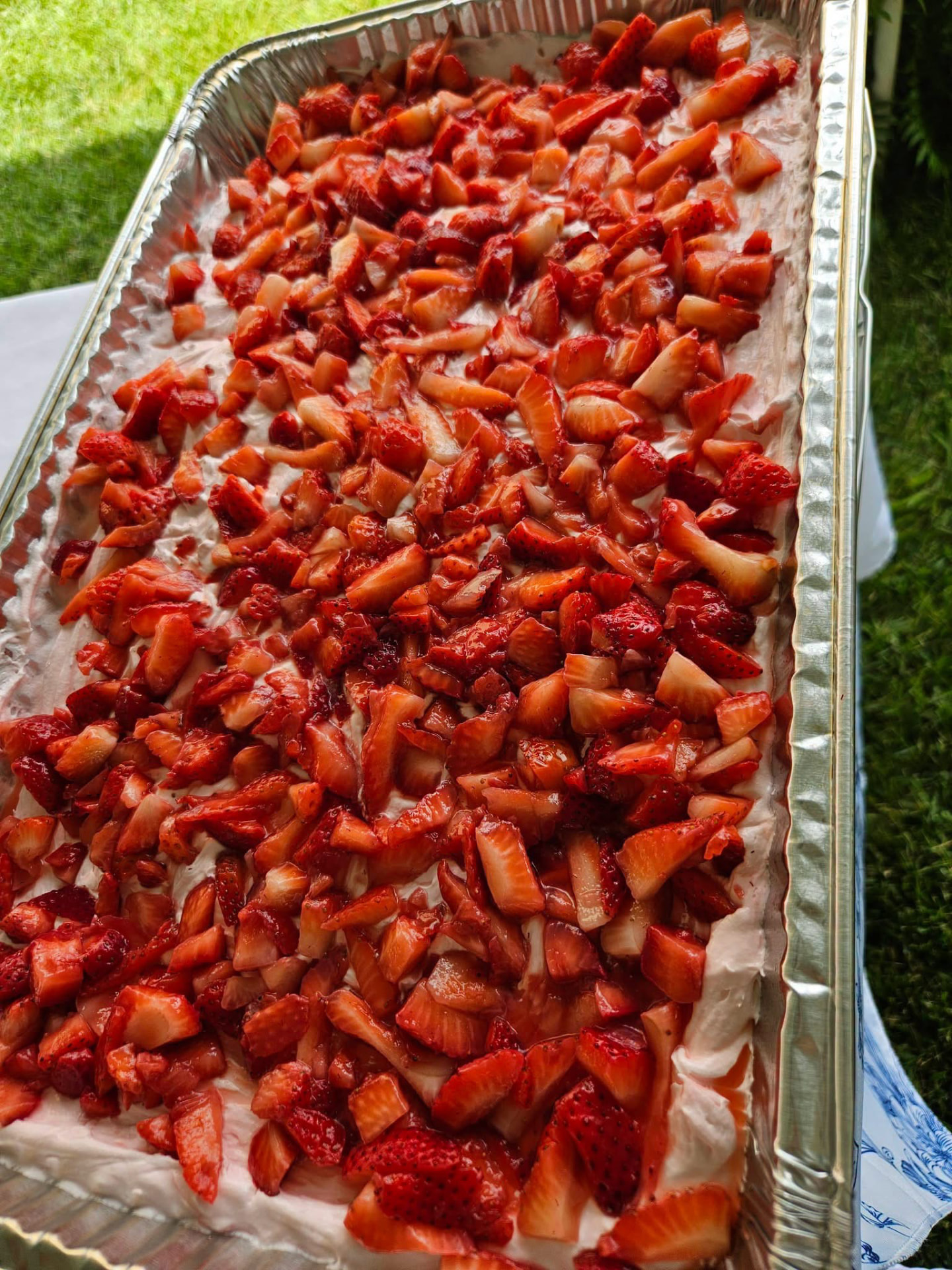 Full pan of strawberry dessert prepared by Cater It