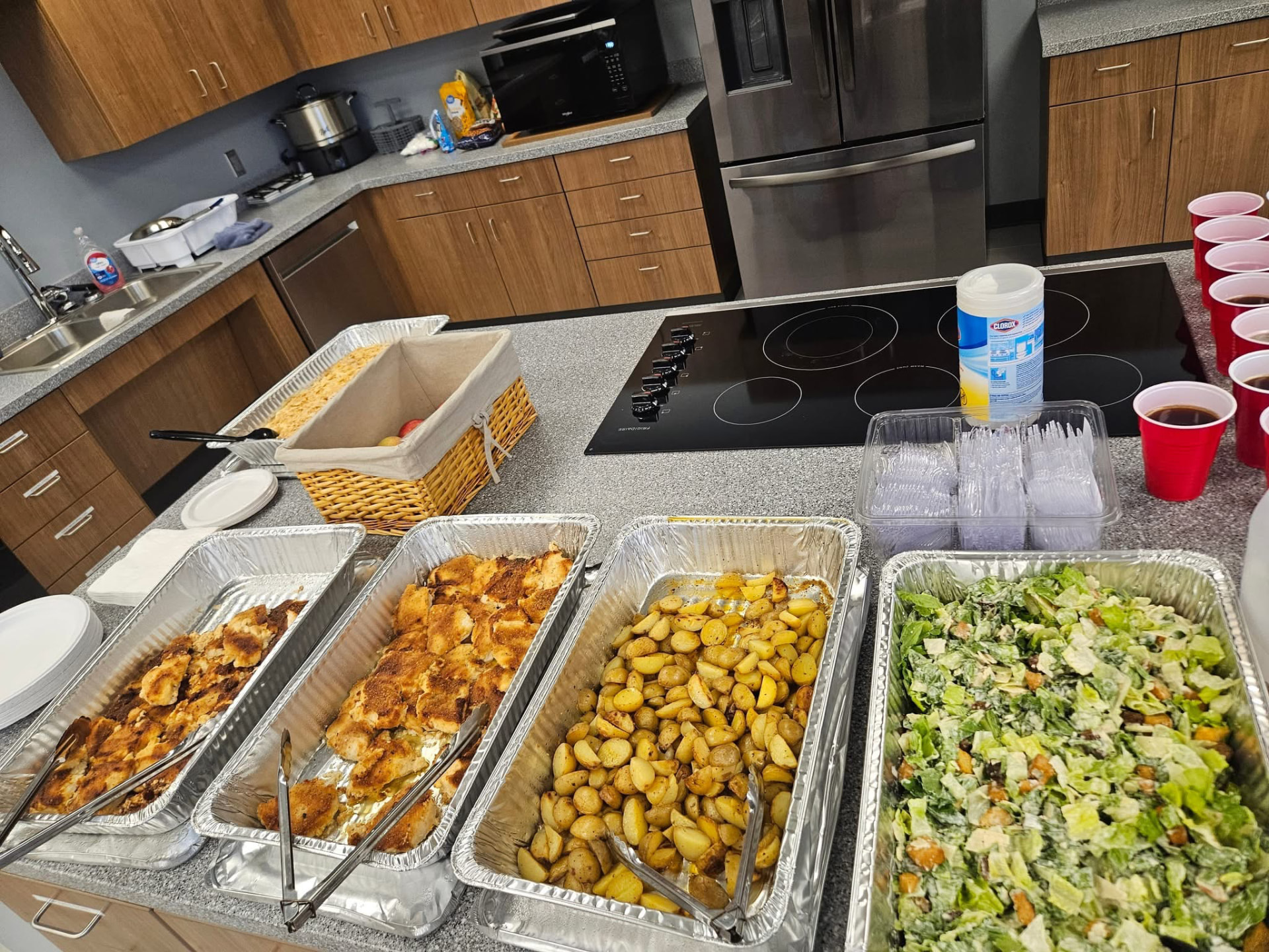 Office lunch set up and ready